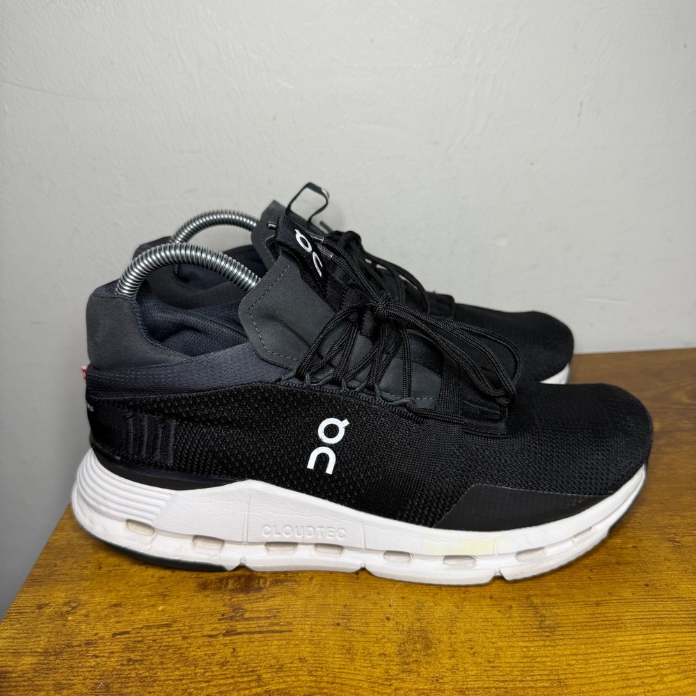On Cloud Cloudnova Running Shoes Mens Size 7.5 Black White 26.99116